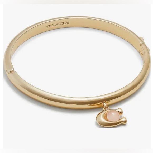 Coach C Bracelet Pink Ball Stone Bracelet Gold-tone - Picture 1 of 4